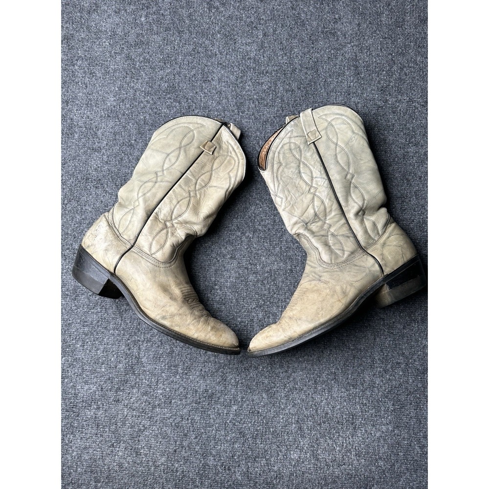 Mens Boots Palomino Western Gray Leather Pull On USA, Size US 10.5 D